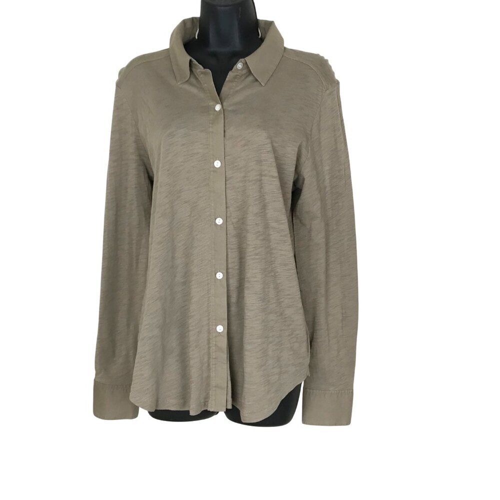 THEORY Brown  Riduro C.Nebulous 100% Organic Cotton Button Down Shirt Size L - Picture 3 of 8